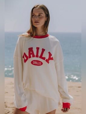 🆕 DAILY DRILLS | OVERSIZED DAILY THERMAL + RESORT SHORTS SET | HEART/CREAM | M/L
